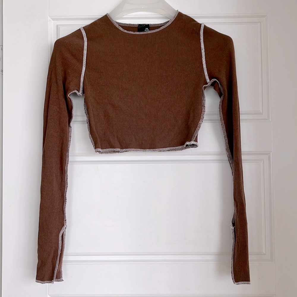 Garage - brown long sleeve crop top